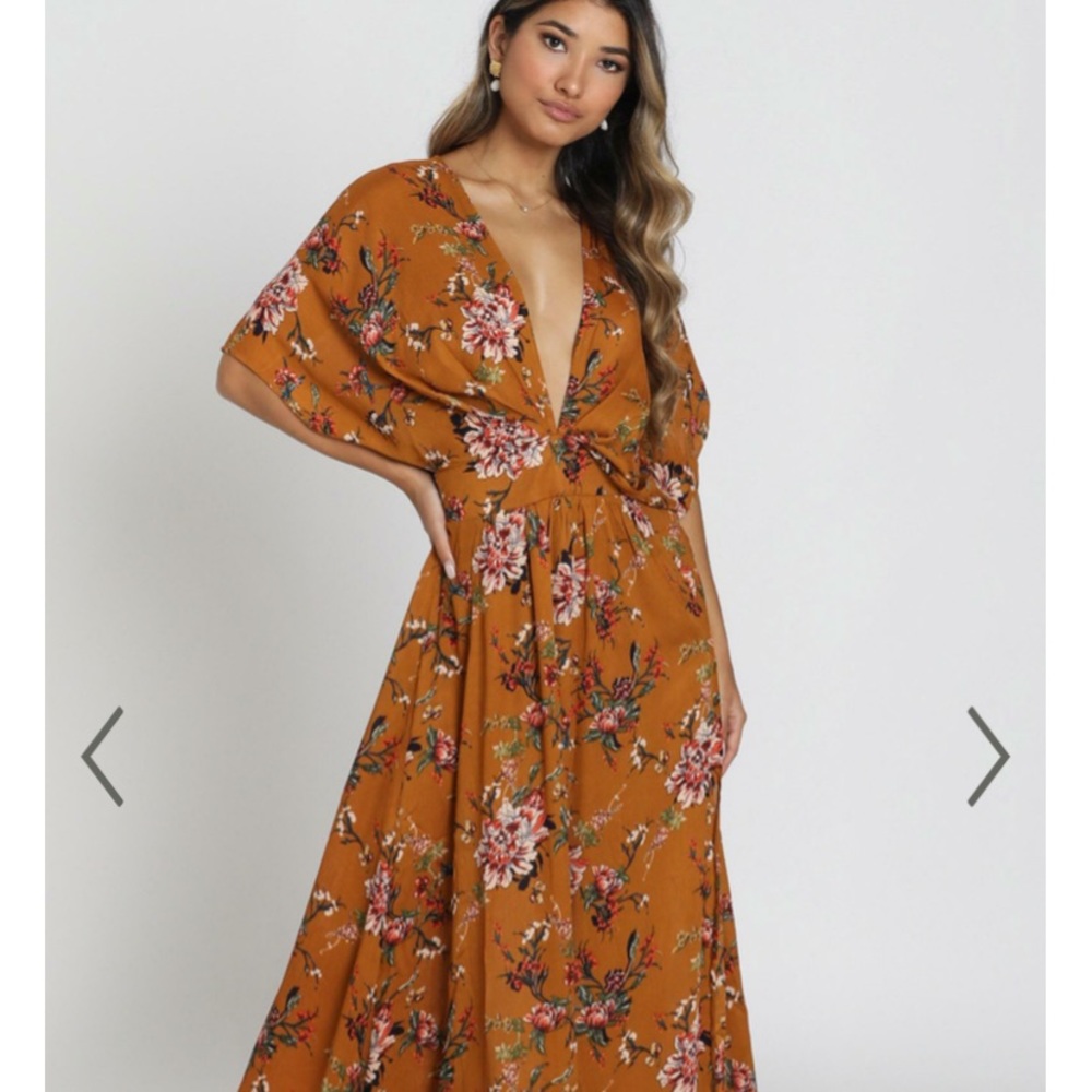 Mustard floral maxi dress- only worn once .